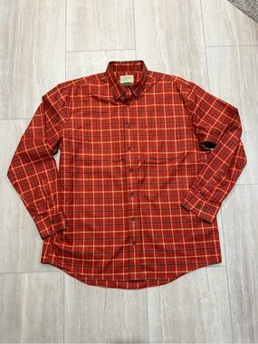 Cabela's Red and Yellow Plaid Button-Down Shirt